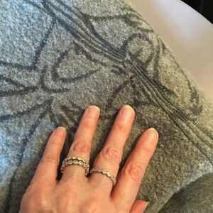 Sparkling Rhinestone 3 Bands Silver Stacking Ring